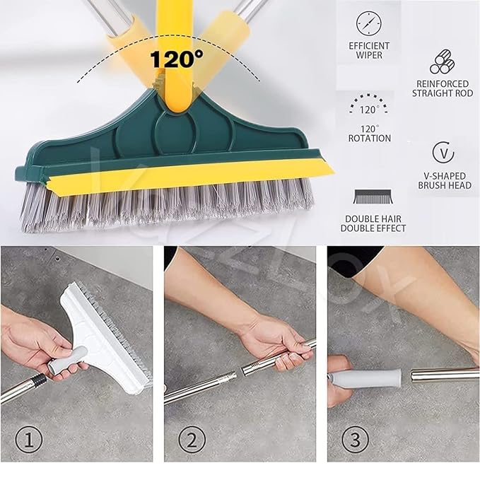 (Mega Sale) 2 in 1 Cleaning Brush Floor Scrub Broom Wiper Scraper